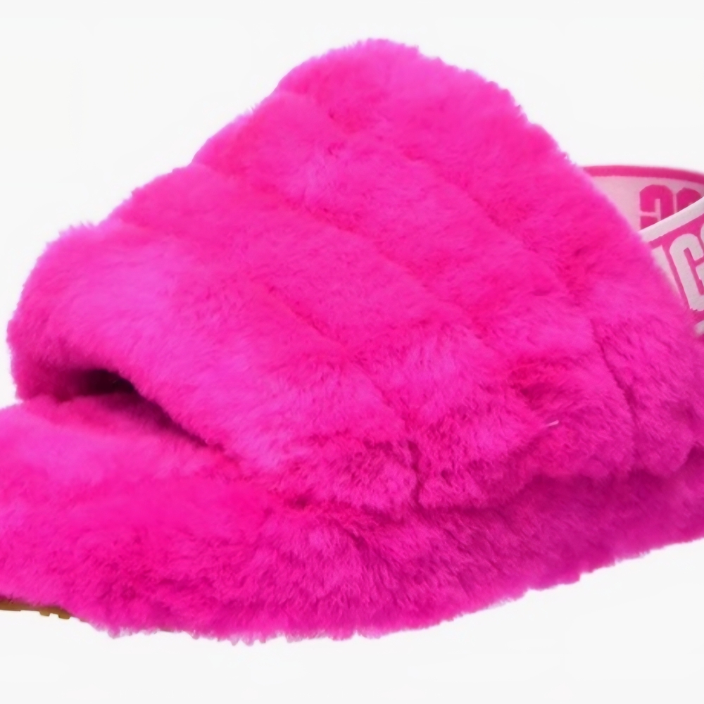 UGG Kids Bright Pink Fuzzy Slippers